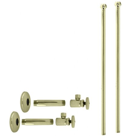 WESTBRASS Faucet Kit, 1/2" IPS x 3/8" OD x 20" Bullnose In Polished Brass D103KBN-01